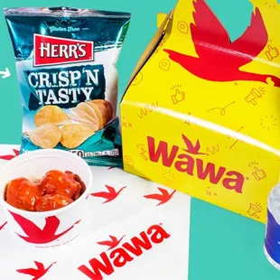 a box of chips, a bag of chips and a bottle of water