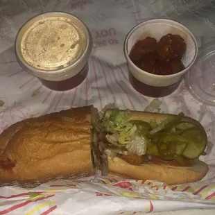 Chicken Tender Sandwich, meatballs, and cheddar broccoli soup!