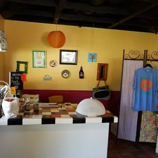 a kitchen and dining area