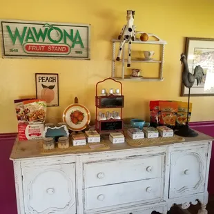 a display of food items