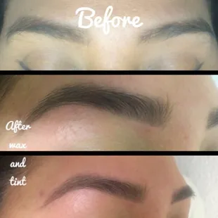 Before and after eyebrow wax and tint!
