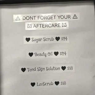 Pricing of the products she has to offer