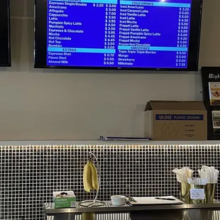 the menu on the wall