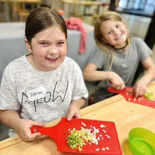 Showing off their knife skills!
