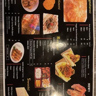 Menu as of March 2022