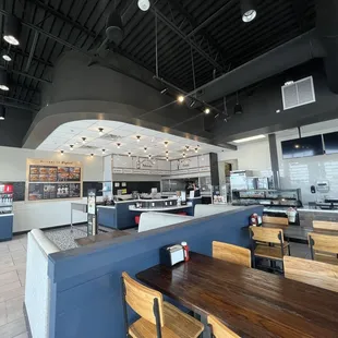 Inside seating area view of counter