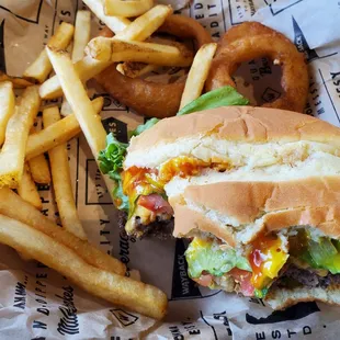 Classic burger and half an order of O-fries.  Notice the bun splitting as I mentioned in my review.