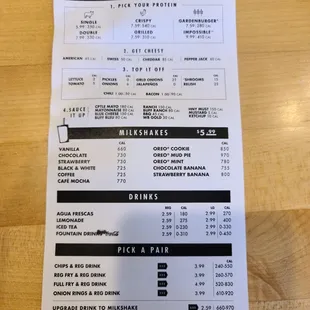 the price of the menu