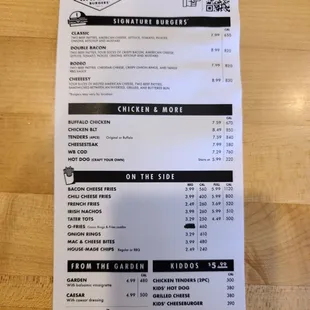 the menu for the day