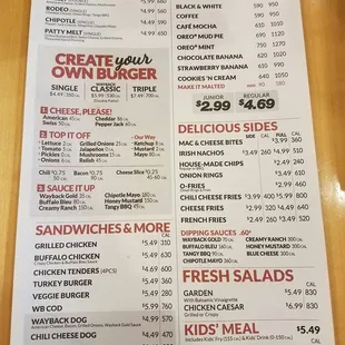 The menu