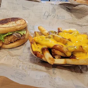 Chicken BLT and chili cheese fries.