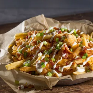 a basket of loaded fries