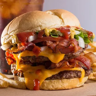 cheeseburger and fries