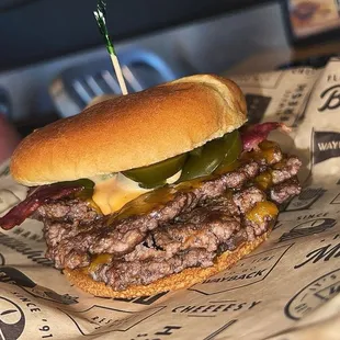 DOUBLE GHOST PEPPER BURGER WITH AN EXTRA PATTY