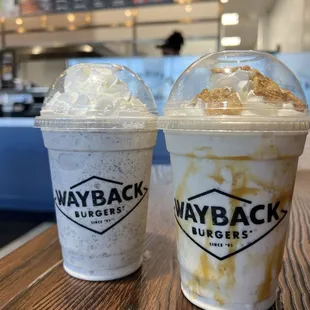 Oreo milkshake and Cinnamon Toast Crunch milkshake