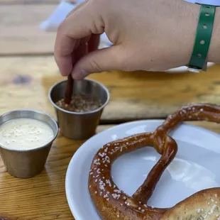 Pretzel with beer cheese &amp; mustard