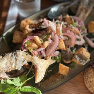 Larb Pla Tod - Fried Branzino