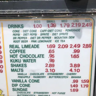 Drink menu