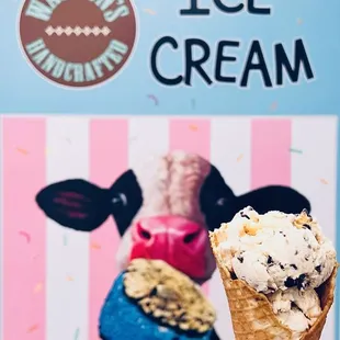 Homemade waffle cone ice cream in a homemade waffle cone. We are homemade.
