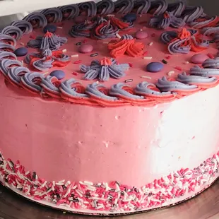 Large ice cream cake.