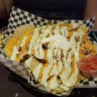 Loaded nachos. My girlfriend liked them but too much cheese sauce imo.