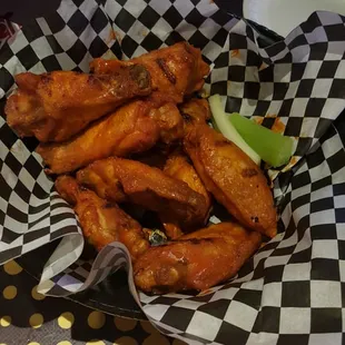 Mild wings. Best I have ever had. They cook them and then put sauce on and finish on the grill.  Amazing!