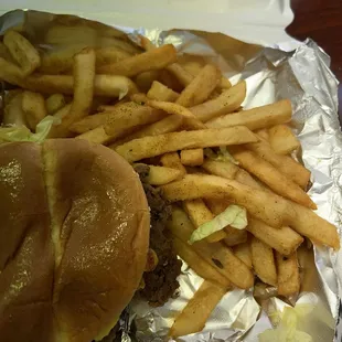 Cheeseburger and fries