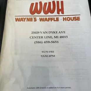 Menu Cover