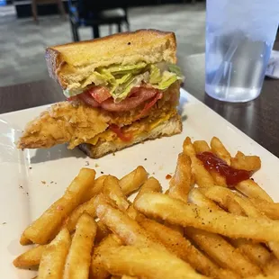 Flying chicken with fries