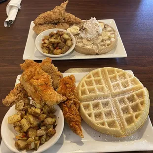 buttermilk waffle and banana walnut waffle