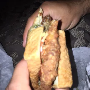 Chicken fried steak sandwich.
