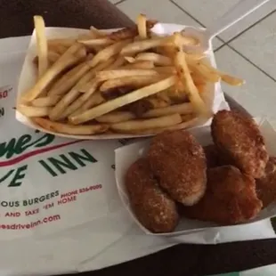 Chili cheese fries and cheddar peppers