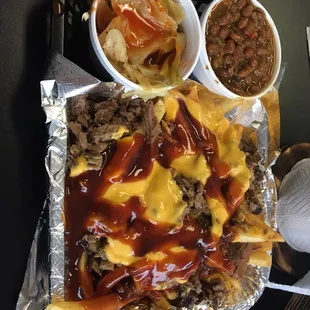 Brisket nachos substituted for Fries!