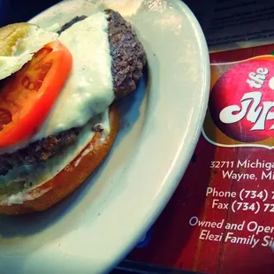 Outstanding Delicious Burger w Swiss Cheese