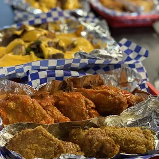 a variety of fried food