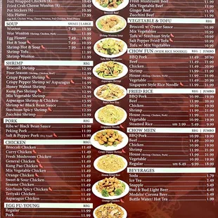 the menu for the restaurant