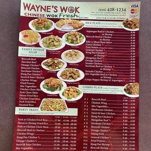 Menu as of June 2022