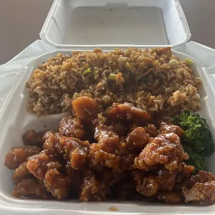 Orange chicken and fried rice