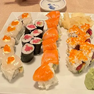 a variety of sushi on a plate