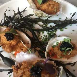 Chicken Fried Oysters and Waffles