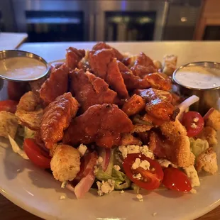 Buffalo chicken salad with blue cheese crumbles