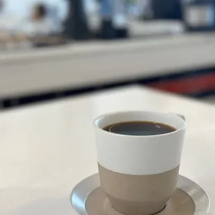 a cup of coffee on a saucer