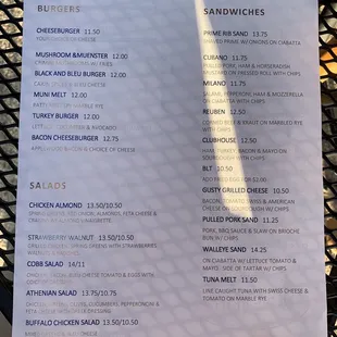 COVID Menu, with higher prices