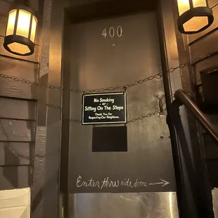 a door with a sign on it