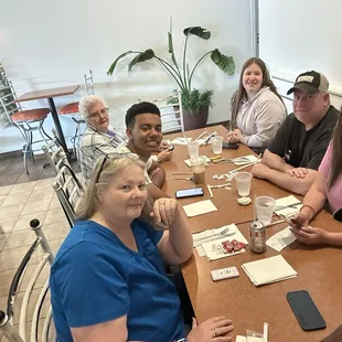 My family sitting in the back table section.