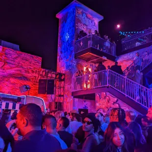 View from outdoor ground dance floor bar.