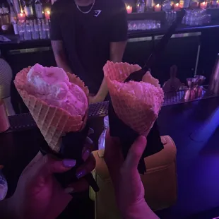 Peach Cobbler Ice Cream and Strawberry Cheesecake Ice Cream