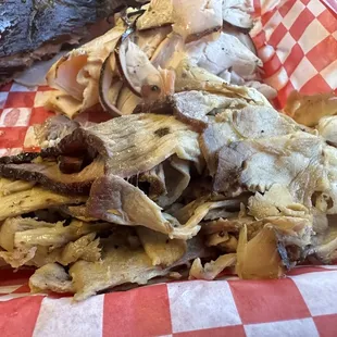 Freezer burned sliced pork