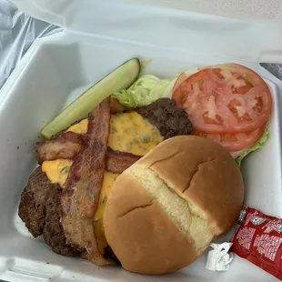 Look at this huge burger...(I put the straw paper in there)