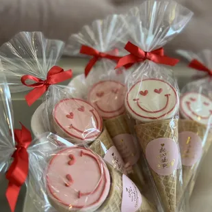 a plate of ice cream cones